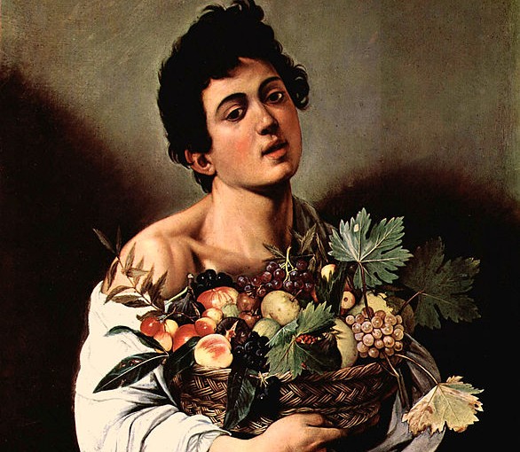 Caravaggio: Ragazzo con canestro di frutta, cm. 70 x 67, Roma, Galleria Borghese.